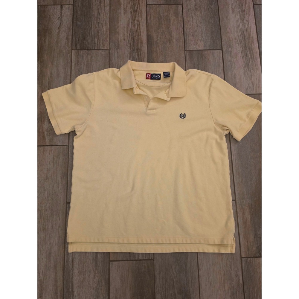 Chaps Mens Short Sleeve Pique Polo Shirt Yellow Crest Logo XL